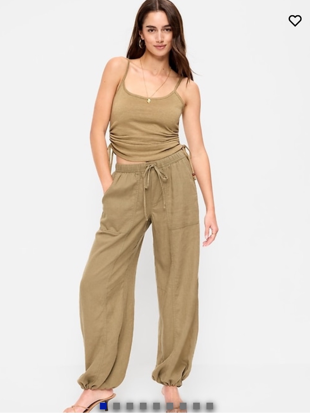 Mid-Rise Linen-Blend Cinched-Ankle Pants